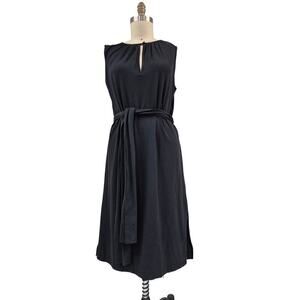 VTG 80s The J Peterman Company Black Cotton Dress Belt Peek-a-boo front Sz 14